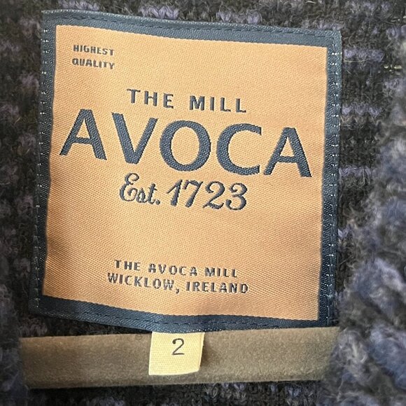 Avoca coat 2 blue Irish wool knit flower lady - Picture 7 of 11